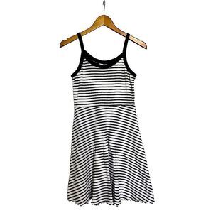 Justice Fit&Flare Dress Rib Knit Girls 14/16 Black & White Striped